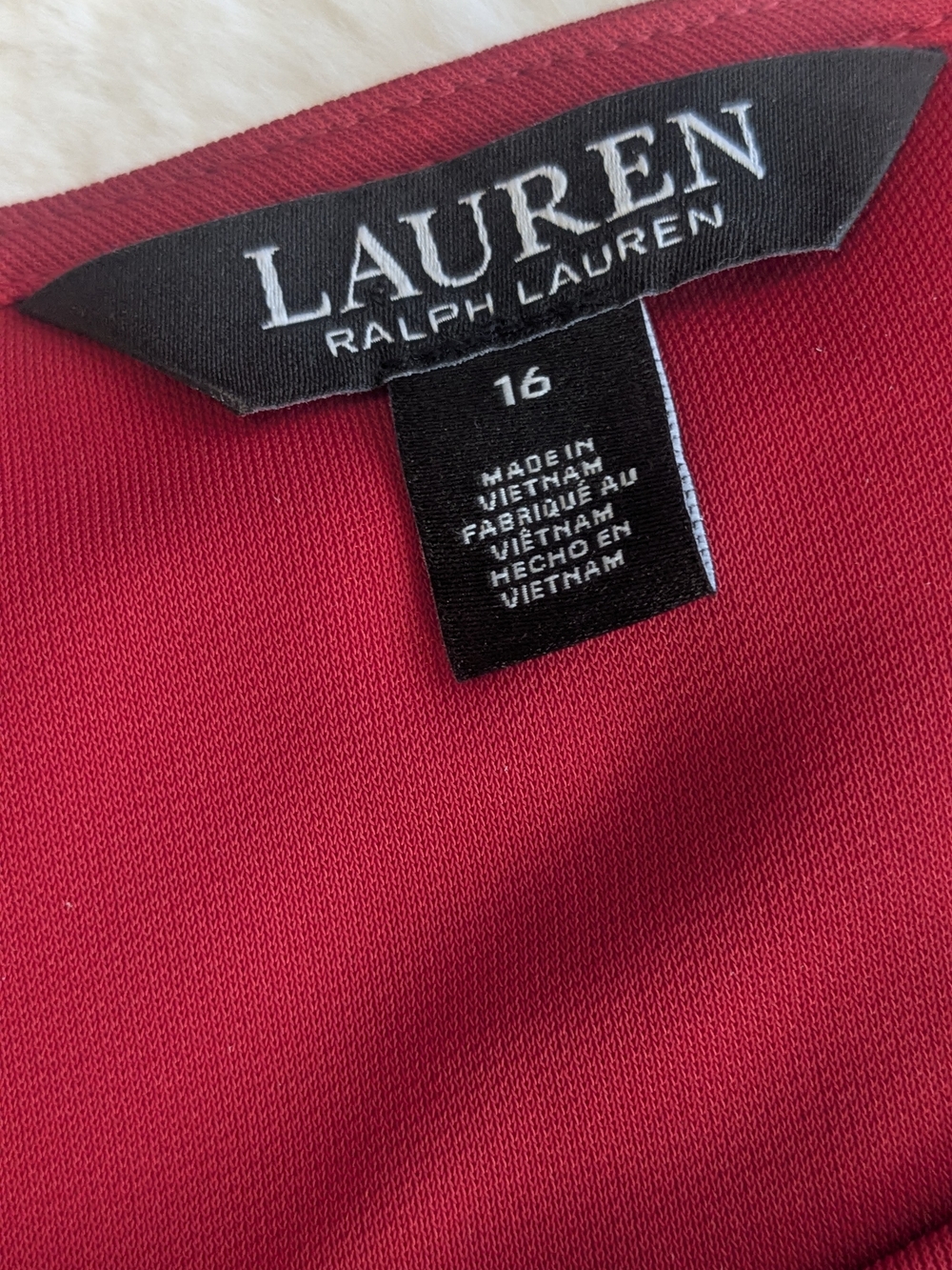 Lauren Ralph Lauren Red Ruched Draped Midi Dress Size 16 3/4 Sleeve - Picture 7 of 13
